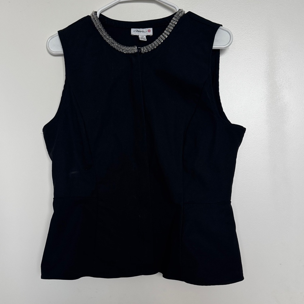 3.1 Phillip Lim X Target Black peplum Top with Embellished Neckline